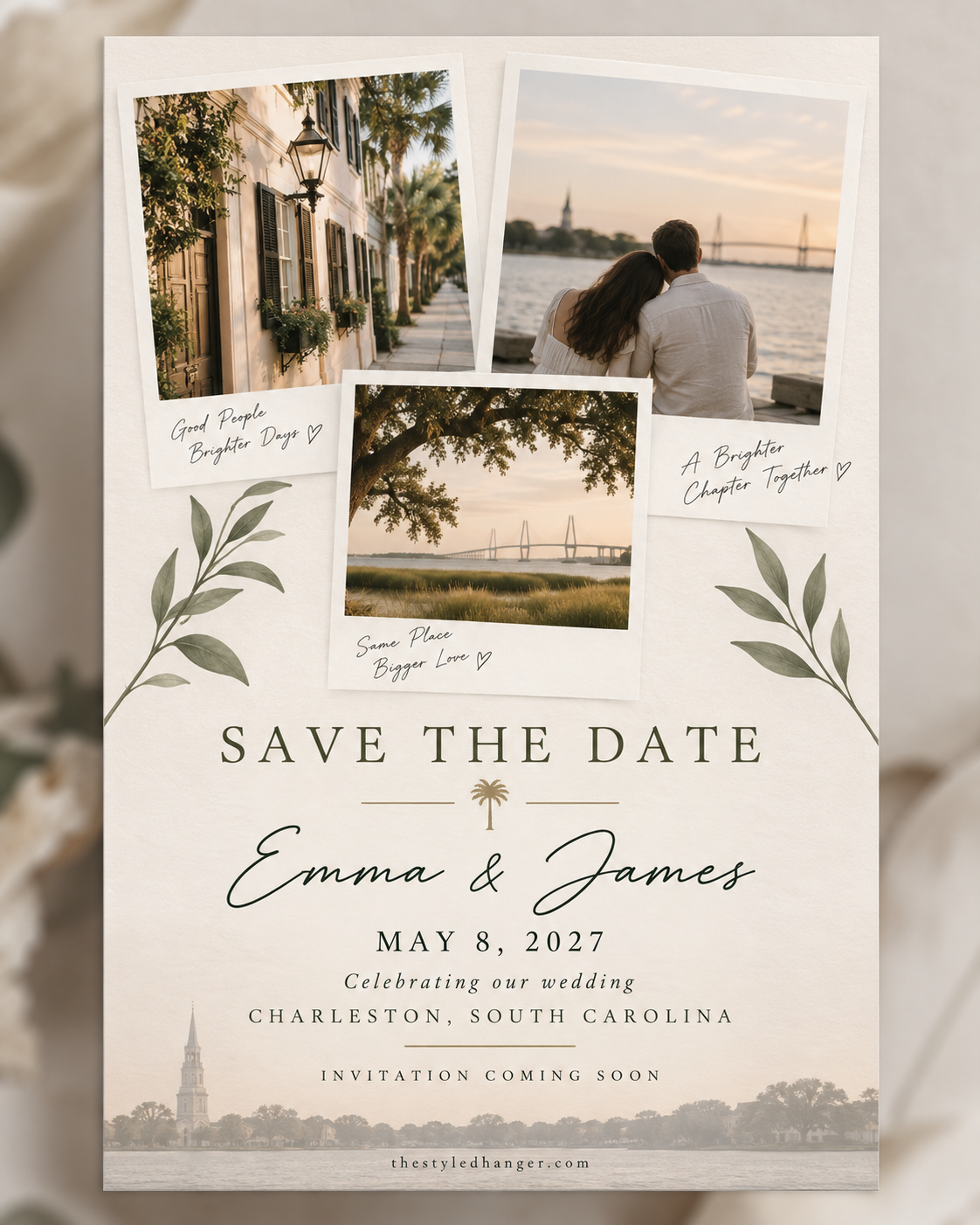 Photo collage save date wedding invitation