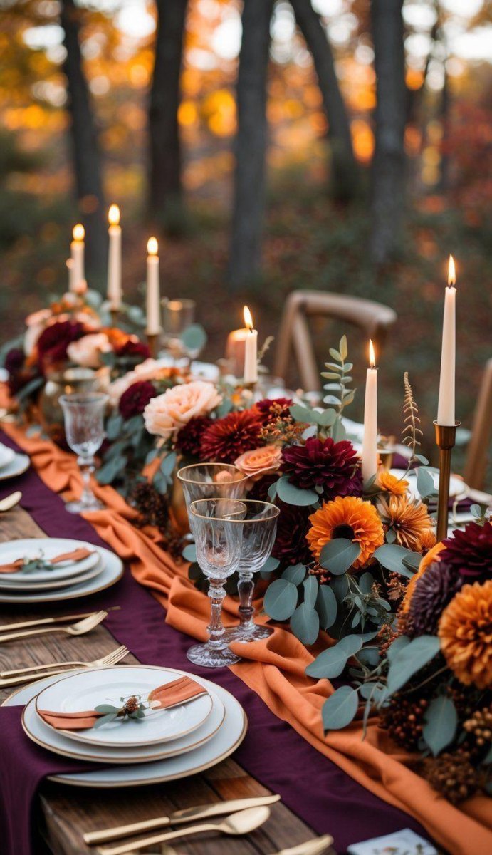 Autumn jewel toned wedding theme