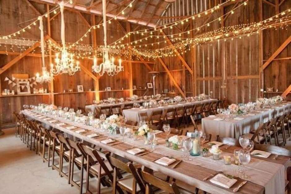Decorated rustic barn reception