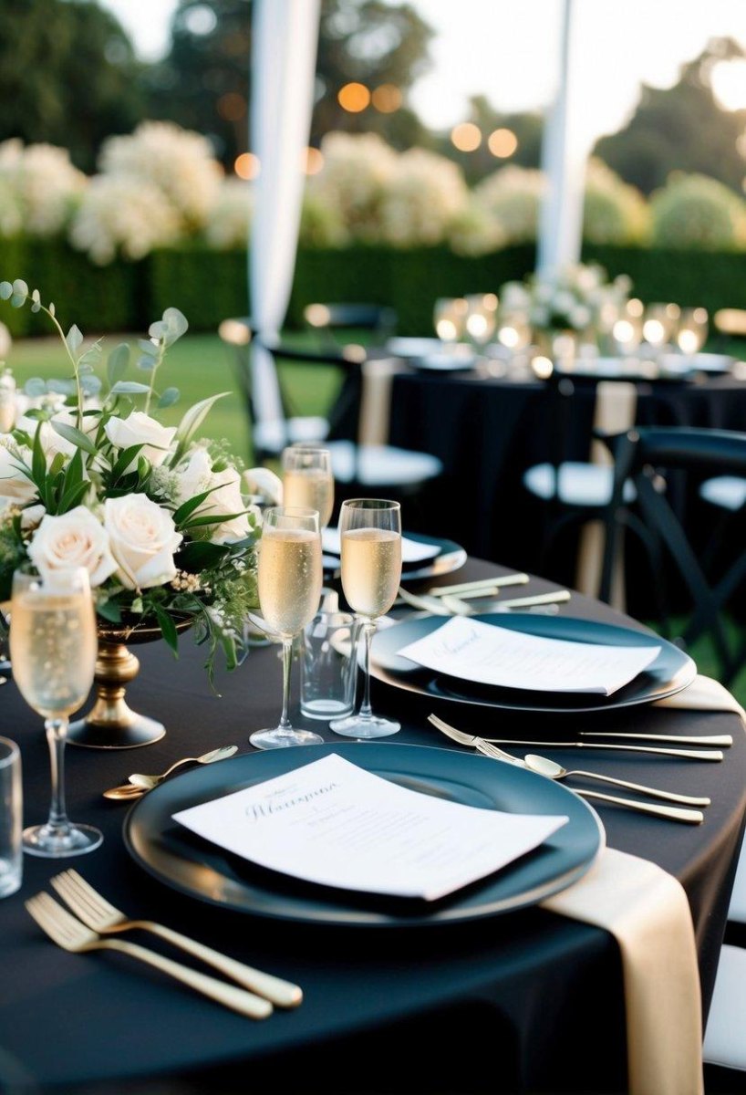 black champagne wedding decor