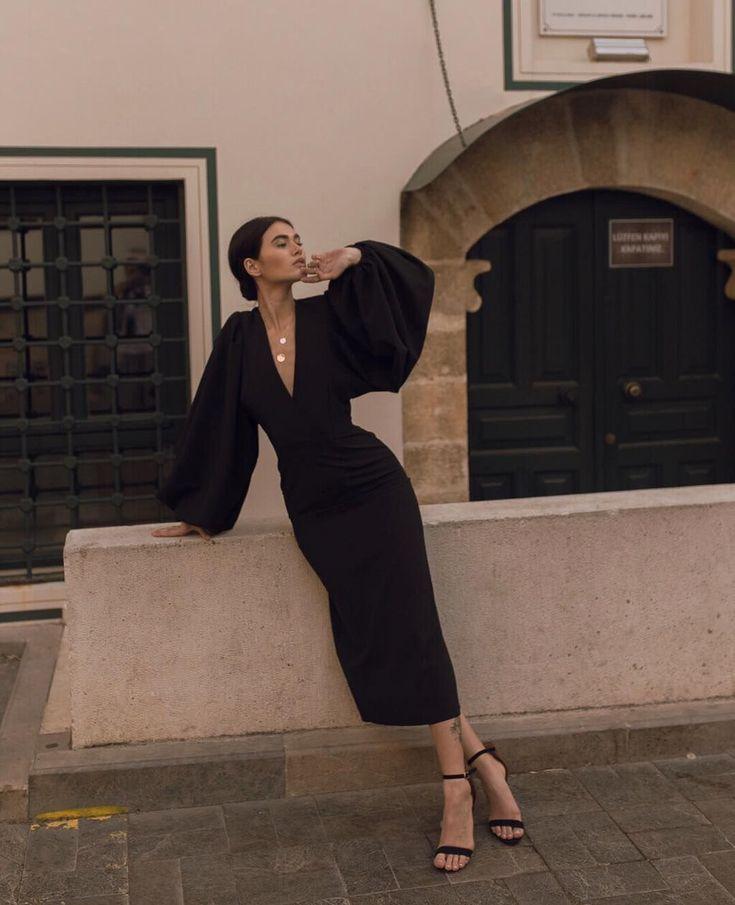 Black statement sleeve wedding dress