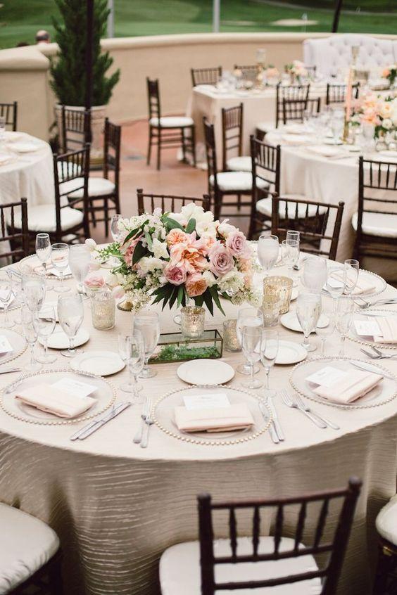 Blush champagne wedding floral reception