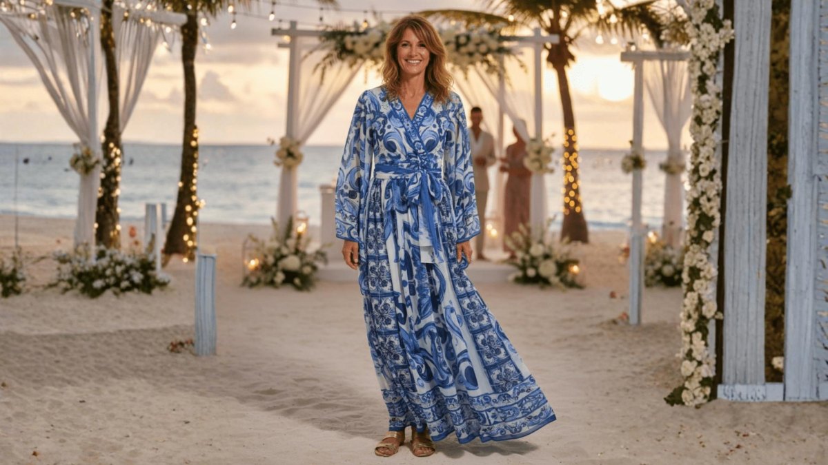 Bohemian beach wedding guest outfit