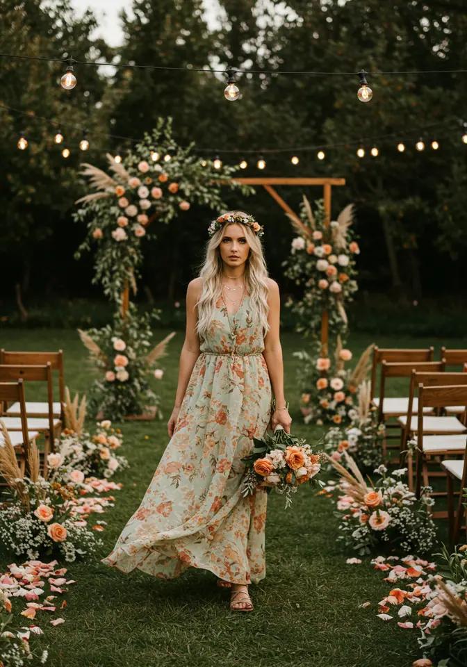 Bohemian dress garden celebration