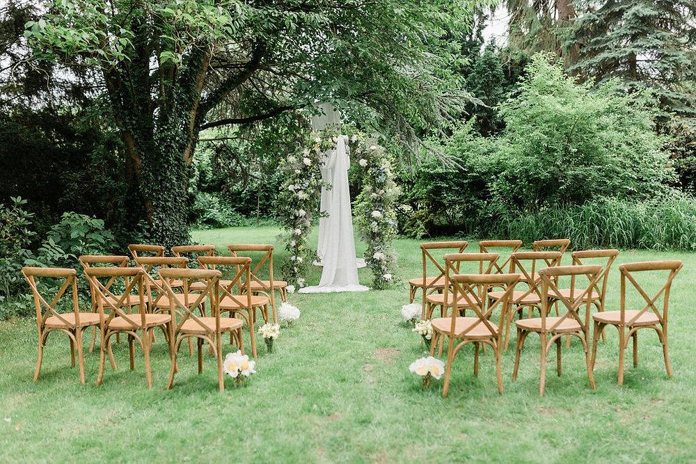 Small boho wedding ceremony seating