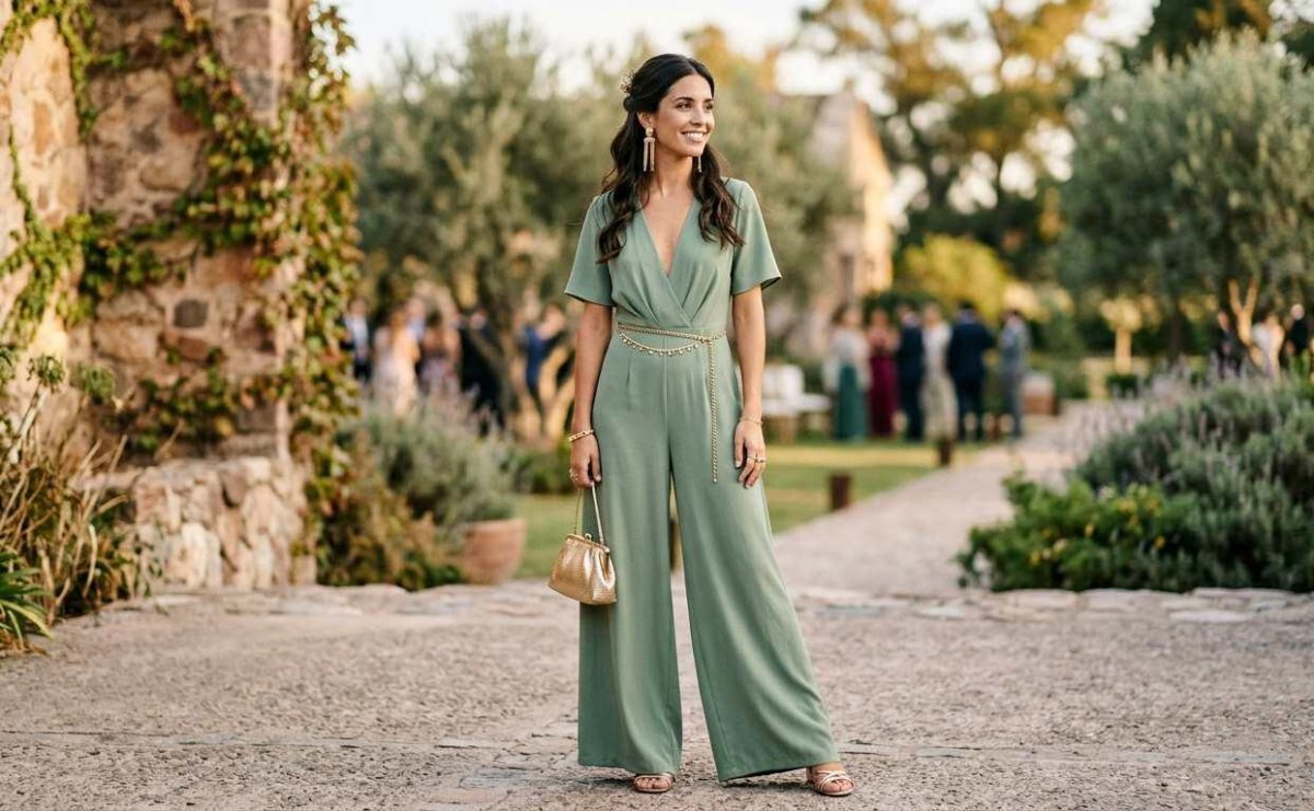 Boho jumpsuit wedding guest outfit
