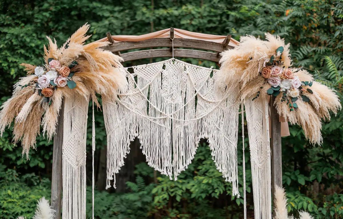 Pampas grass boho wedding arch