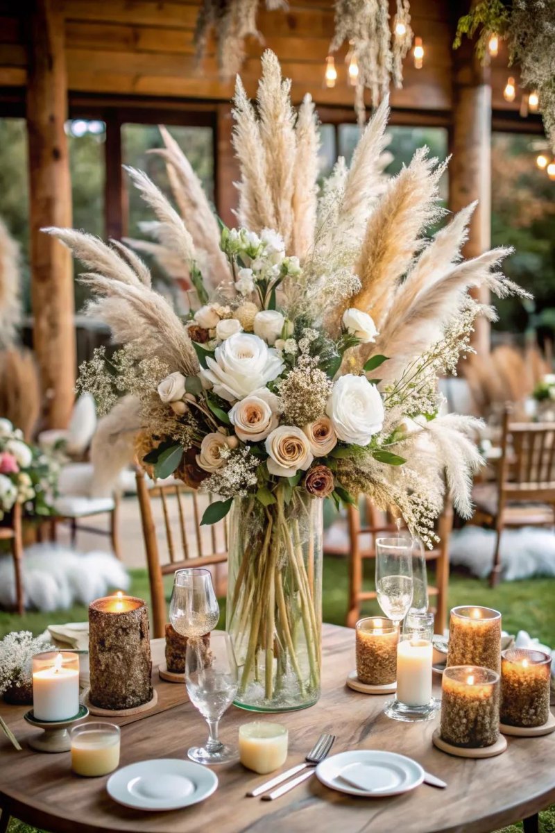 Dried flower boho wedding centerpiece