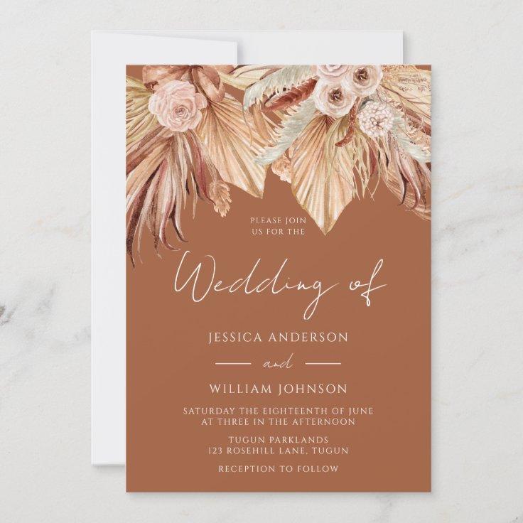 Boho wedding invitation with flowers