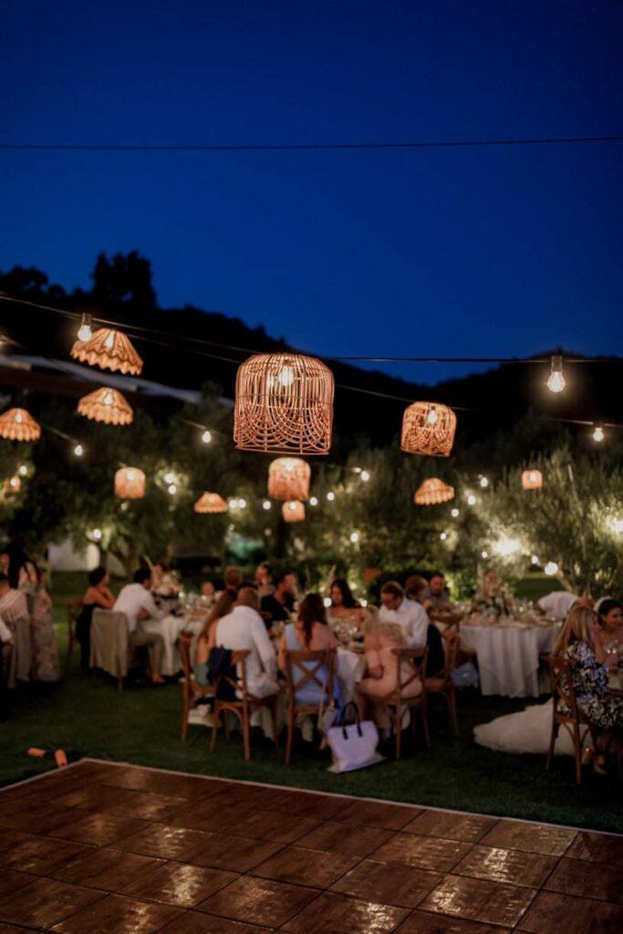 Fairy lights at boho wedding