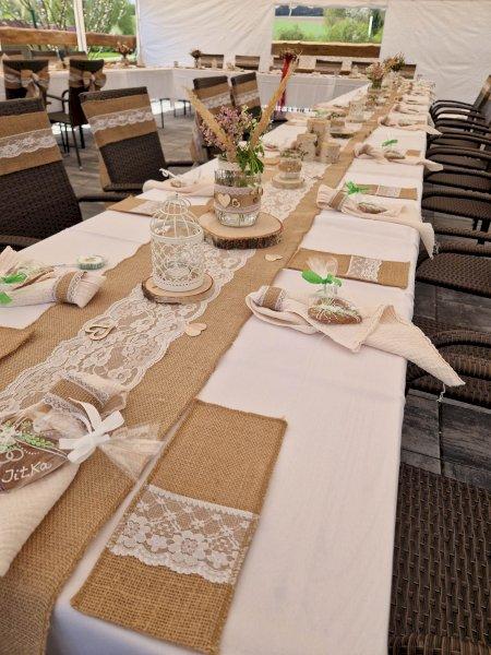 Burlap lace rustic wedding table runner