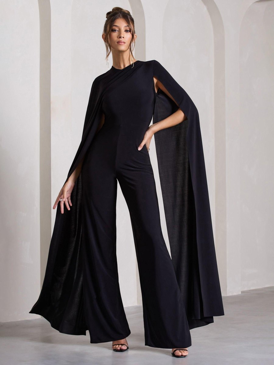 Cape sleeve formal jumpsuit