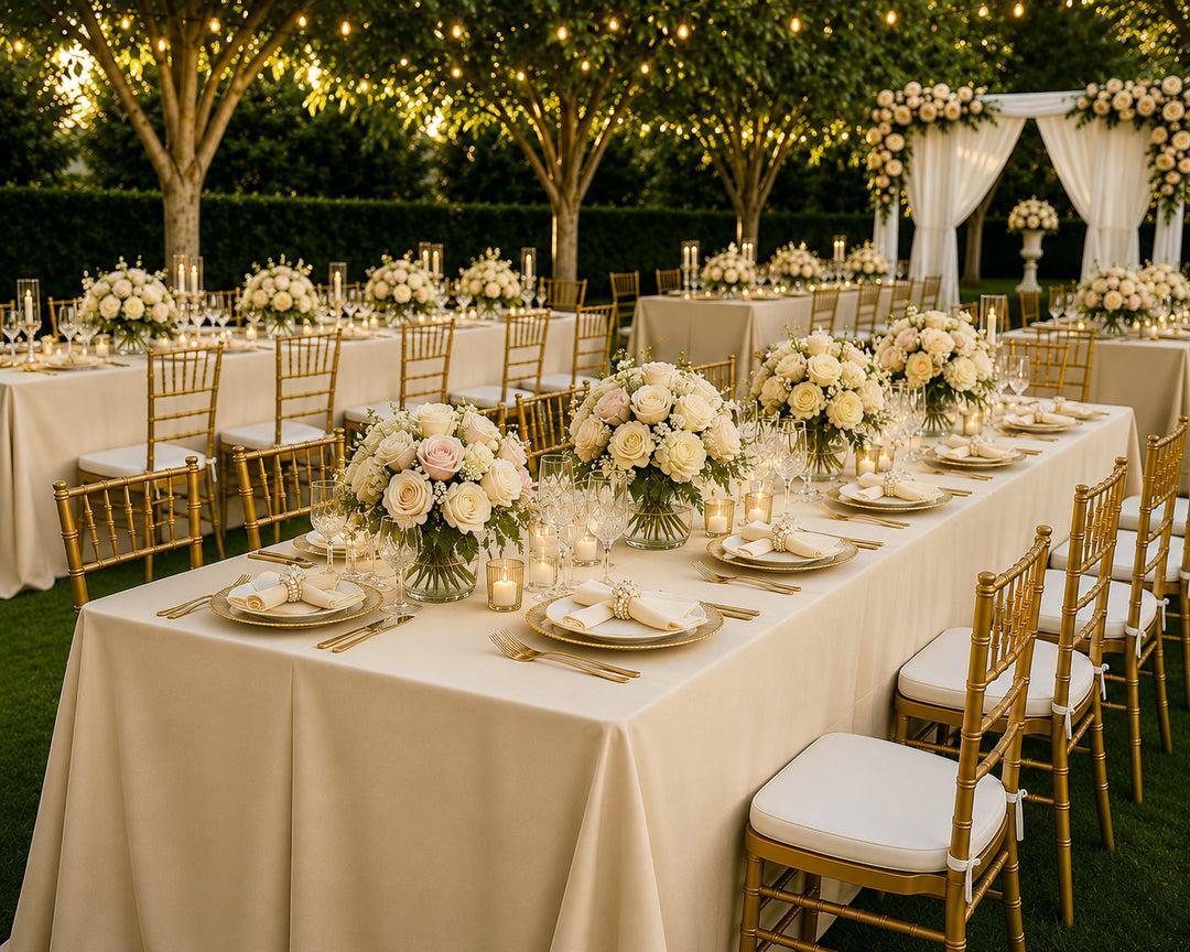 Champagne ivory classic wedding reception