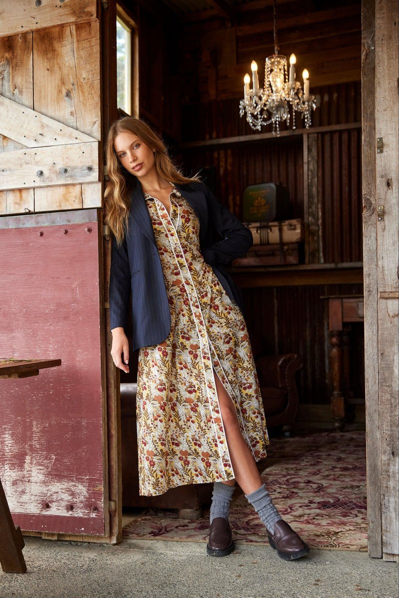 Dress and blazer rustic wedding outfit
