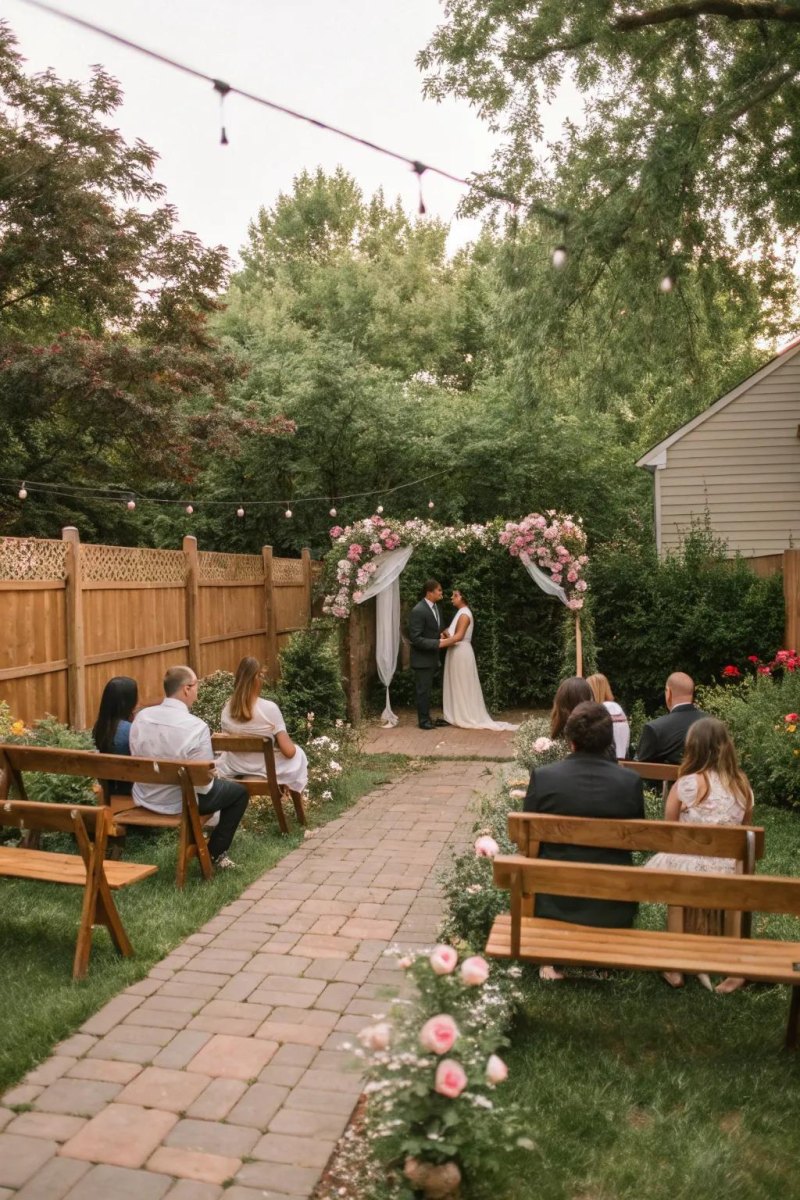Small outdoor wedding venue setup