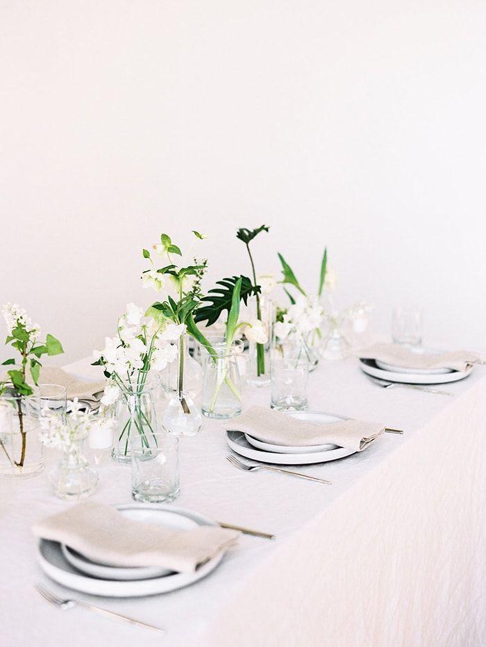 Minimalist wedding table setting
