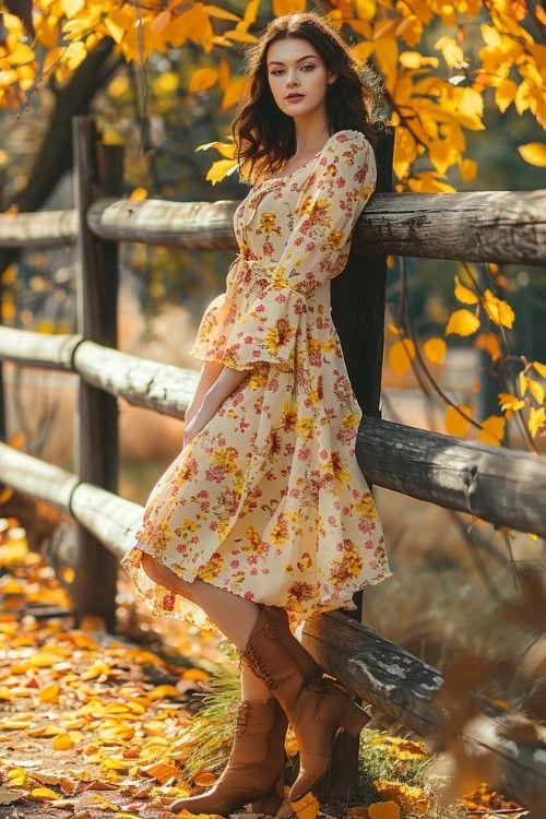 Midi dress with country inspired footwear