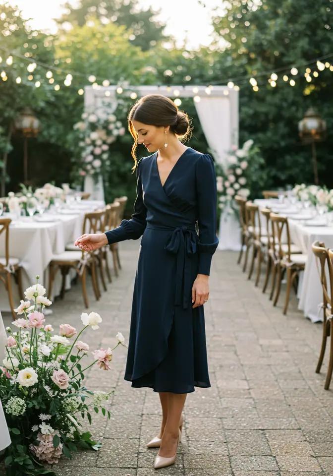 Classic wrap dress outdoor wedding