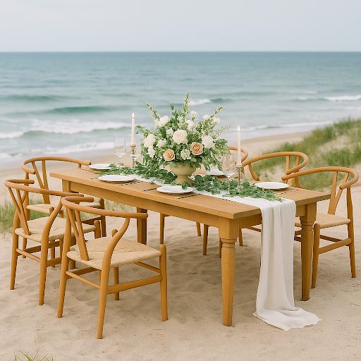 Coastal themed micro wedding table setting