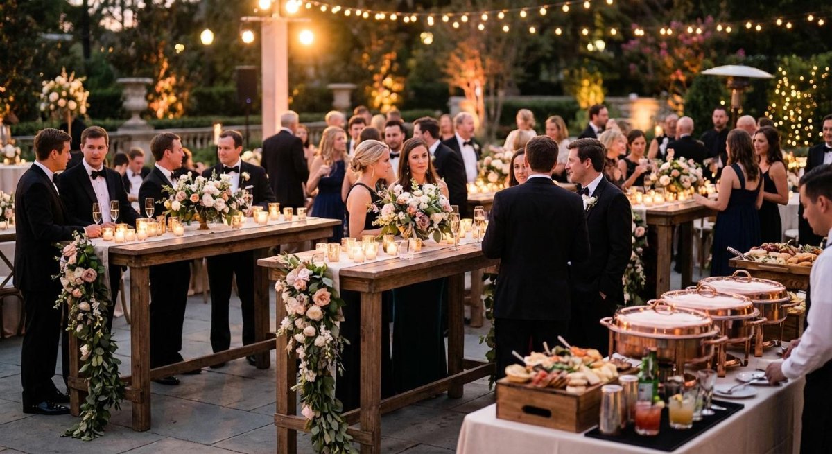 Guests enjoying wedding cocktail hour