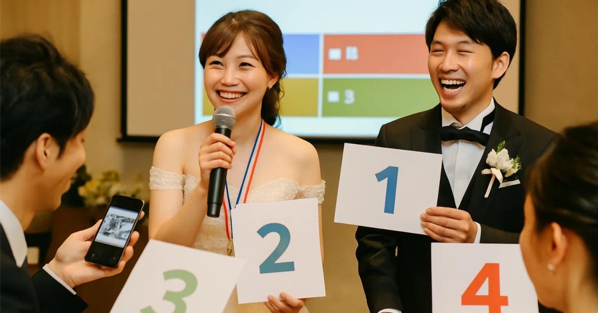 Guests enjoying couple quiz game