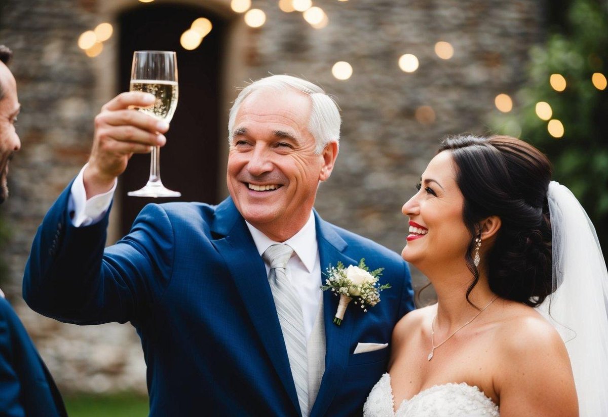 Father raising wedding toast