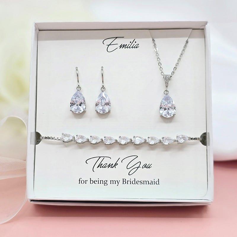 Crystal jewelry bridesmaid proposal gift