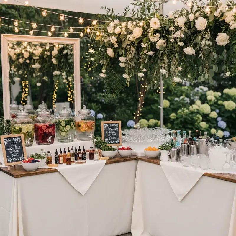 Wedding cocktail station setup