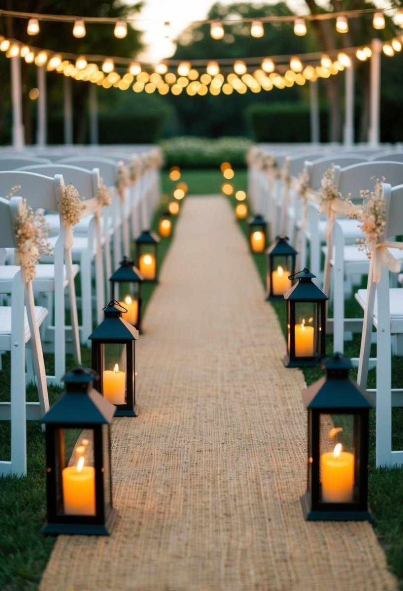 DIY wedding ceremony string lights