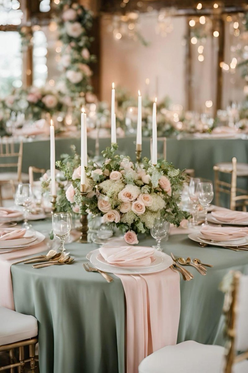 dusty rose sage green wedding decor