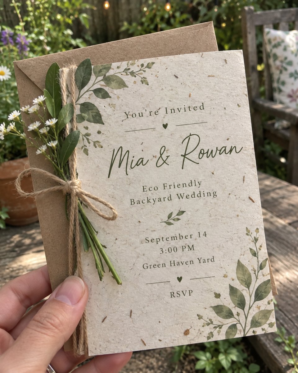 Eco friendly wedding invitation