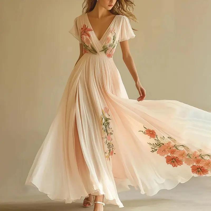 Elegant chiffon wedding guest dress