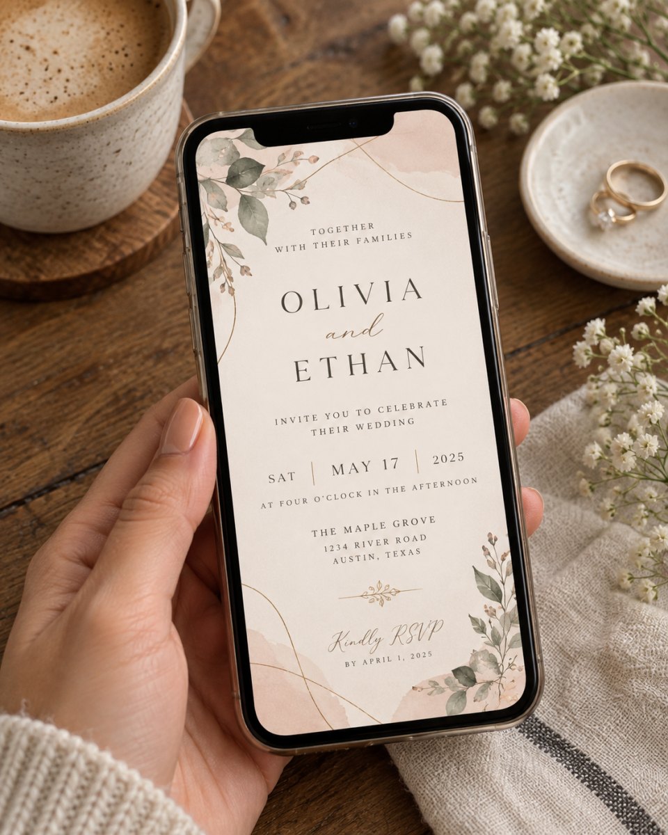 Elegant digital wedding invitation