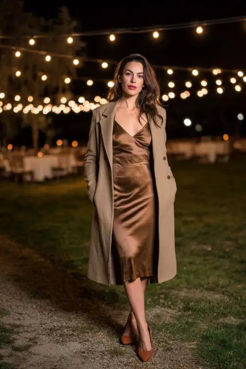 Layered evening countryside wedding outfit