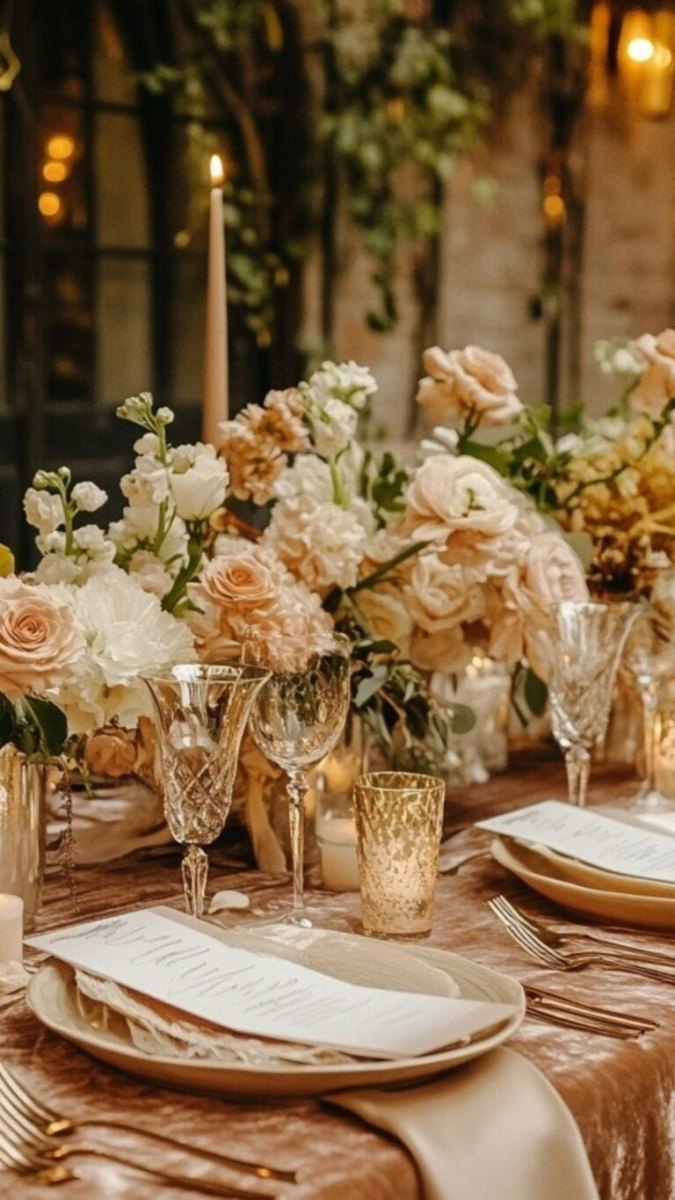 Champagne and mocha wedding reception