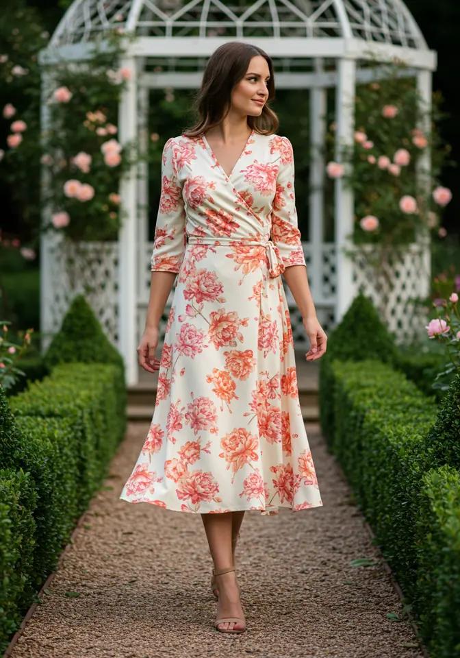 Wrap dress garden wedding guest style
