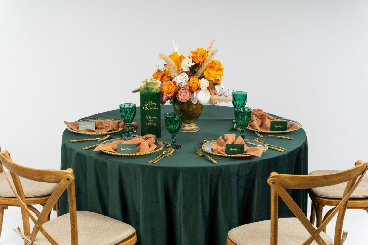 Emerald gold autumn wedding table