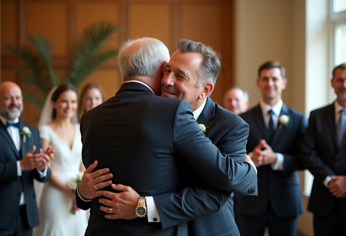 Proud father watching groom