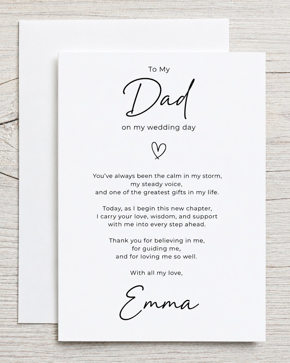 A daughter's thank-you card to her dad on her wedding day, useful inspiration for a father of the bride speech