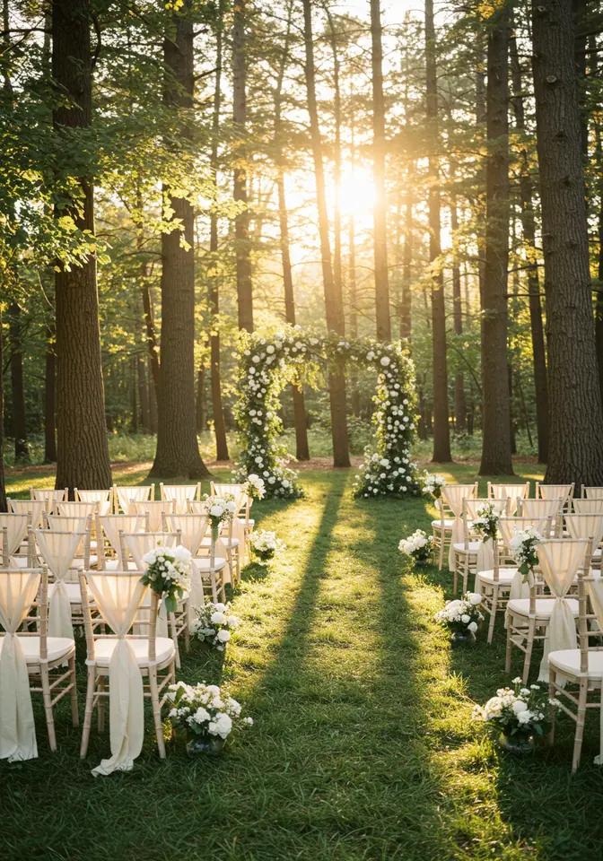 Forest green cream woodland wedding