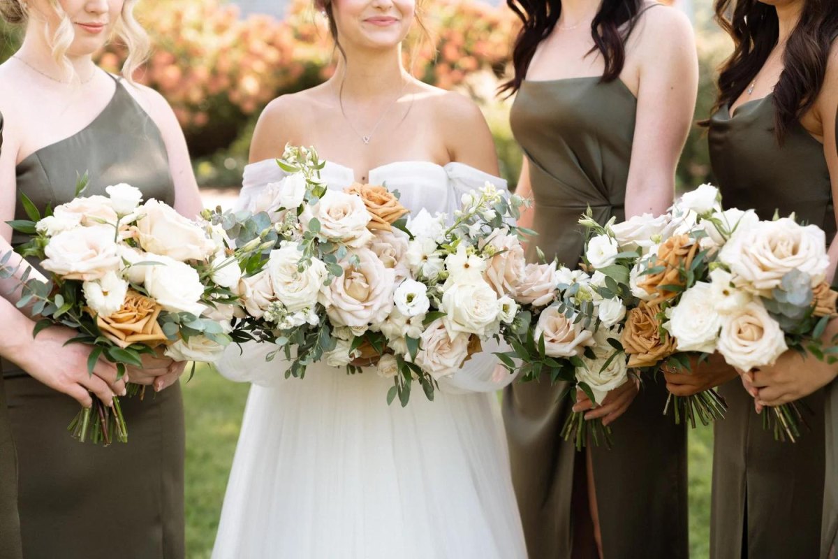 Green beige bridesmaid bouquet