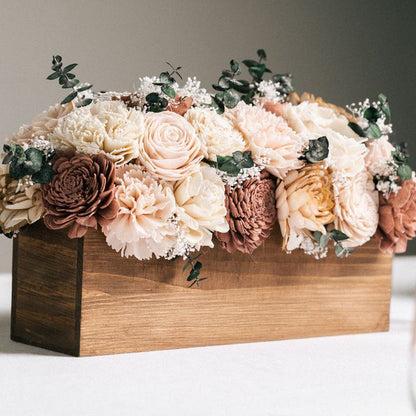Handmade rustic wedding centerpiece with flowers