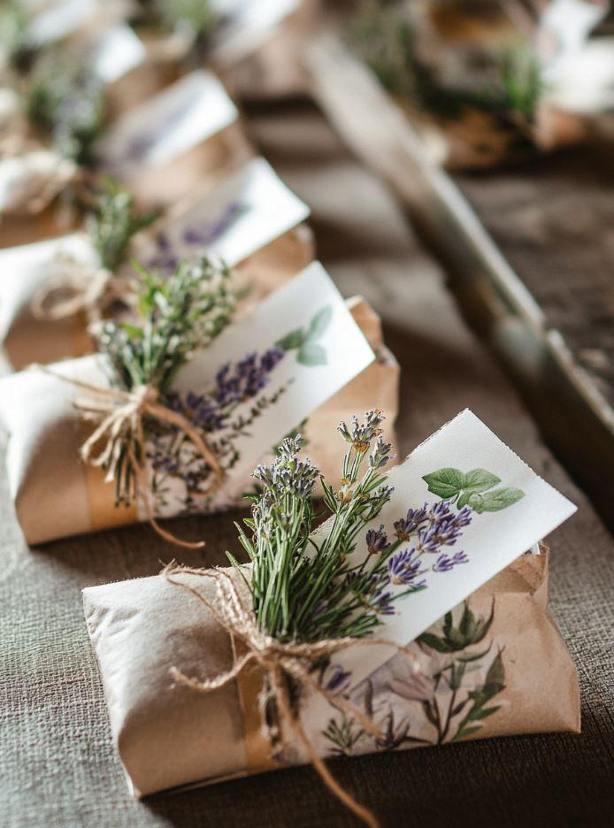 Natural material handmade rustic wedding favors
