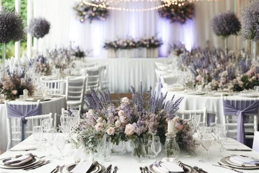 Lavender gray romantic wedding flowers
