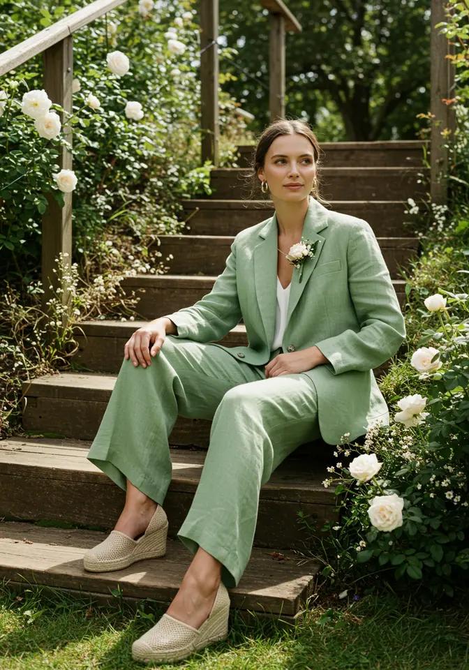 Linen outfit for summer garden wedding