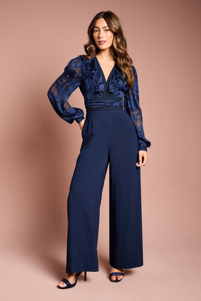 Long sleeve church wedding jumpsuit
