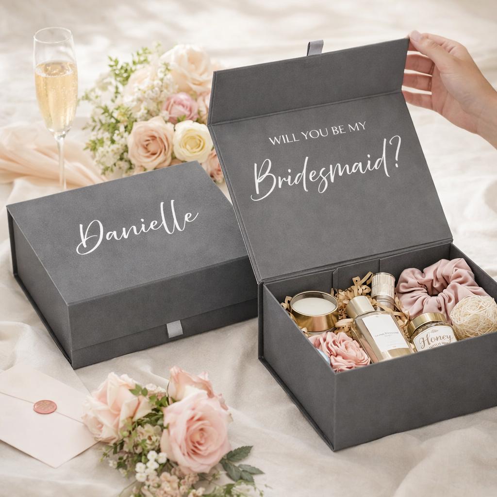 Luxury bridesmaid proposal box with gifts