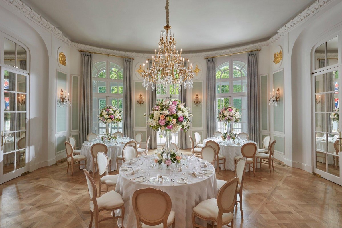 Luxury small ballroom micro wedding setup