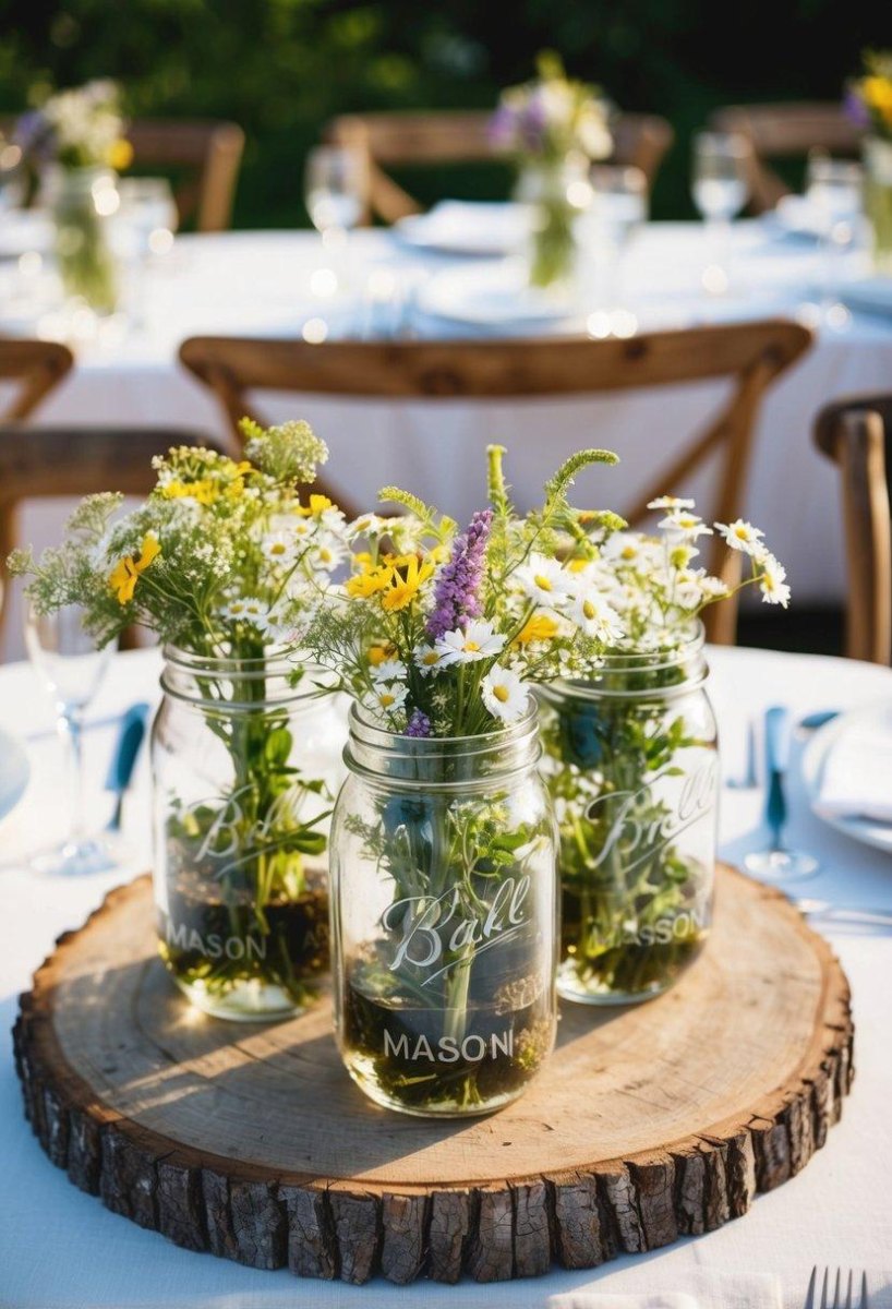 Mason jar wedding centerpieces