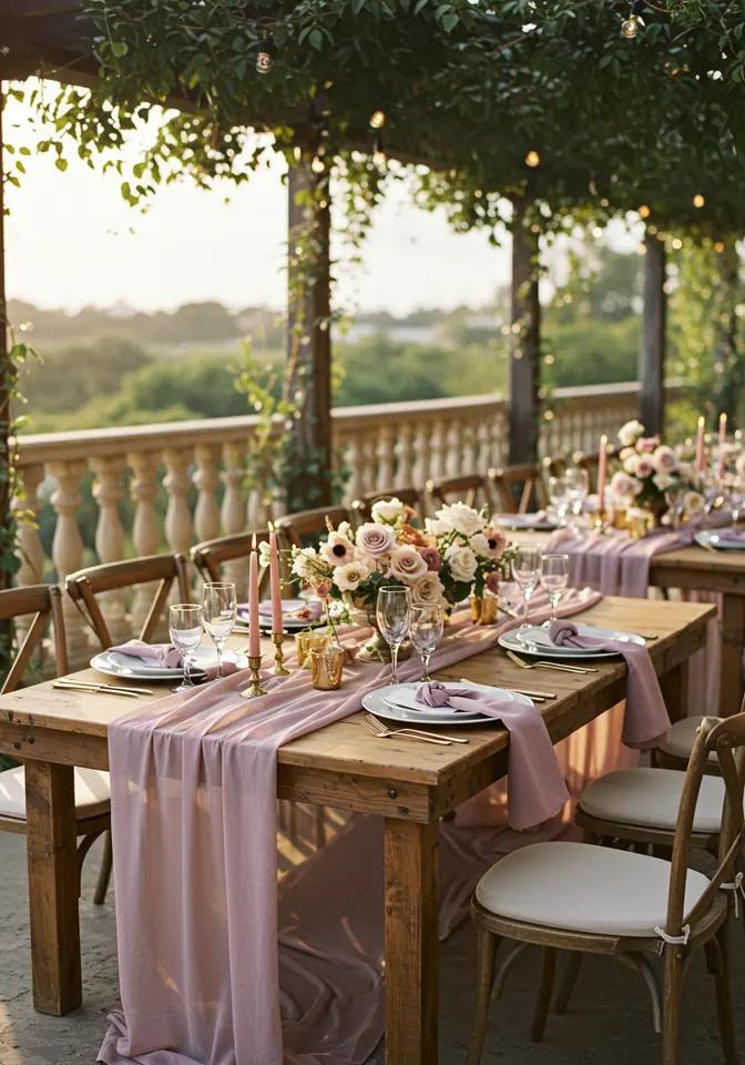 mauve champagne wedding table